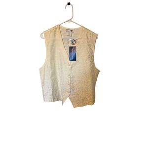 Graver Studio Cream Jacquard Button Front Vest Vintage USA Made A34875 Large